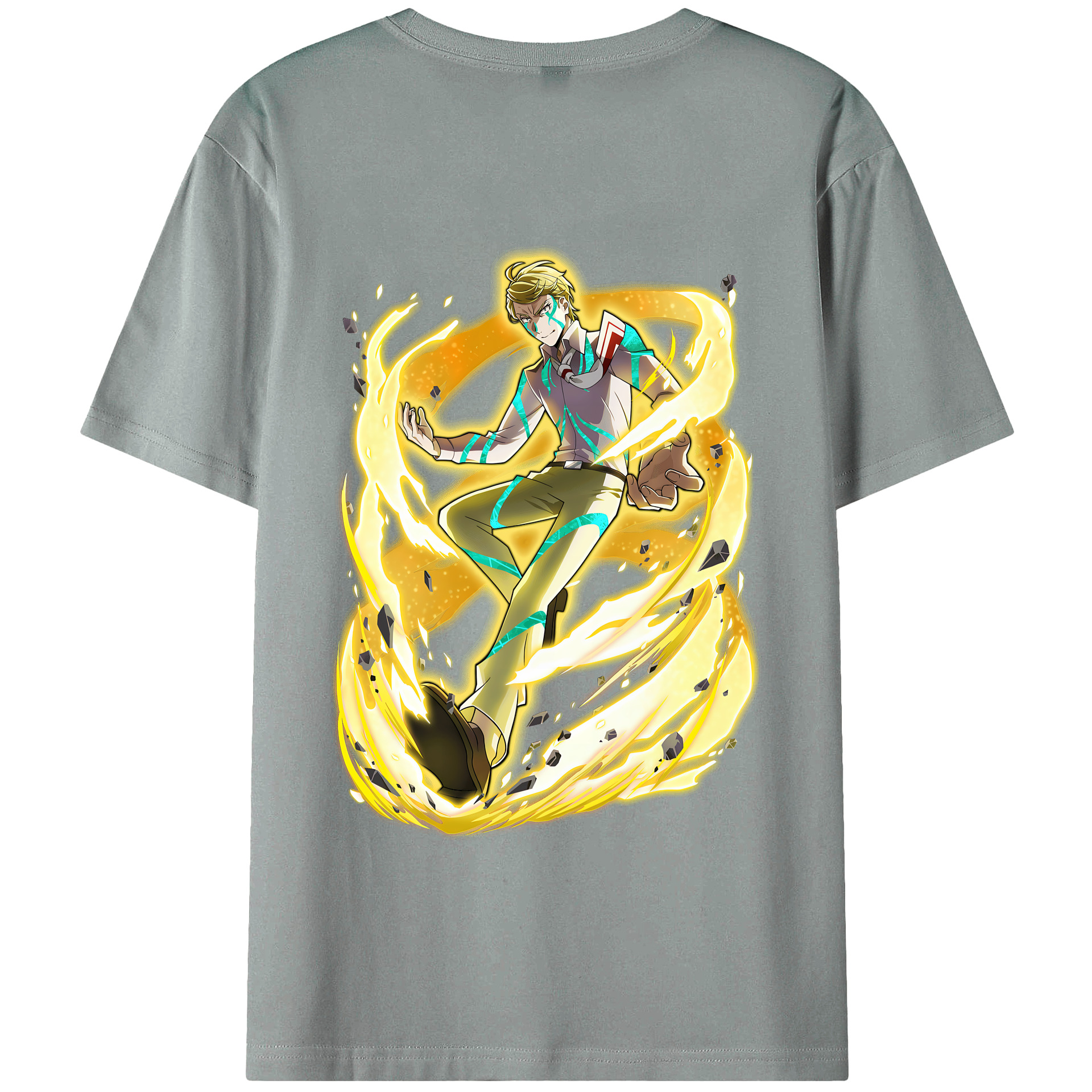 （画像用） 文豪ストレイドッグス Bungo Stray Dogs 綿100％ メンズ半袖Tシャツ（バックプリント） 通気性